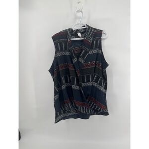 Bongo Plus Size 1X Sleeveless Blouse Top Aztec Geometric Print